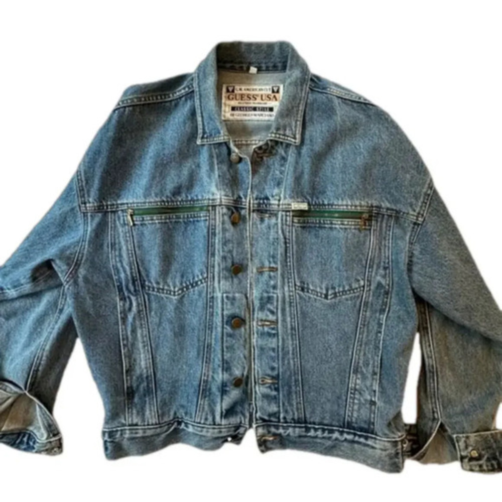 Guess By Marciano VTG GM American Cut Unisex 80s oversized denim jean jacket  S